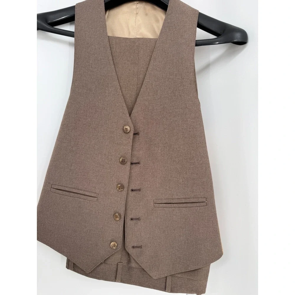 Vtg‎ 70s Johnny Carson 3-Piece Suit Tan/Beige Blazer Vest Pants Union Made